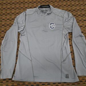 Nike Pro Hyperwarm Dri-Fit 1/4 Zip Pullover Gray Fitted Training Top Size Large